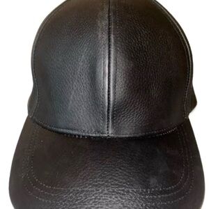 Black Leather Baseball Cap